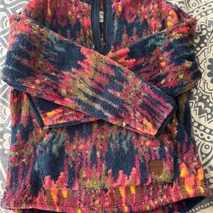 Multicolor Plush Half-Zip Sweater - Cozy Women's Fleece Pullover